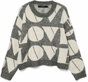 VERO MODA Sveter 'VMLOVE'  sivá melírovaná / biela