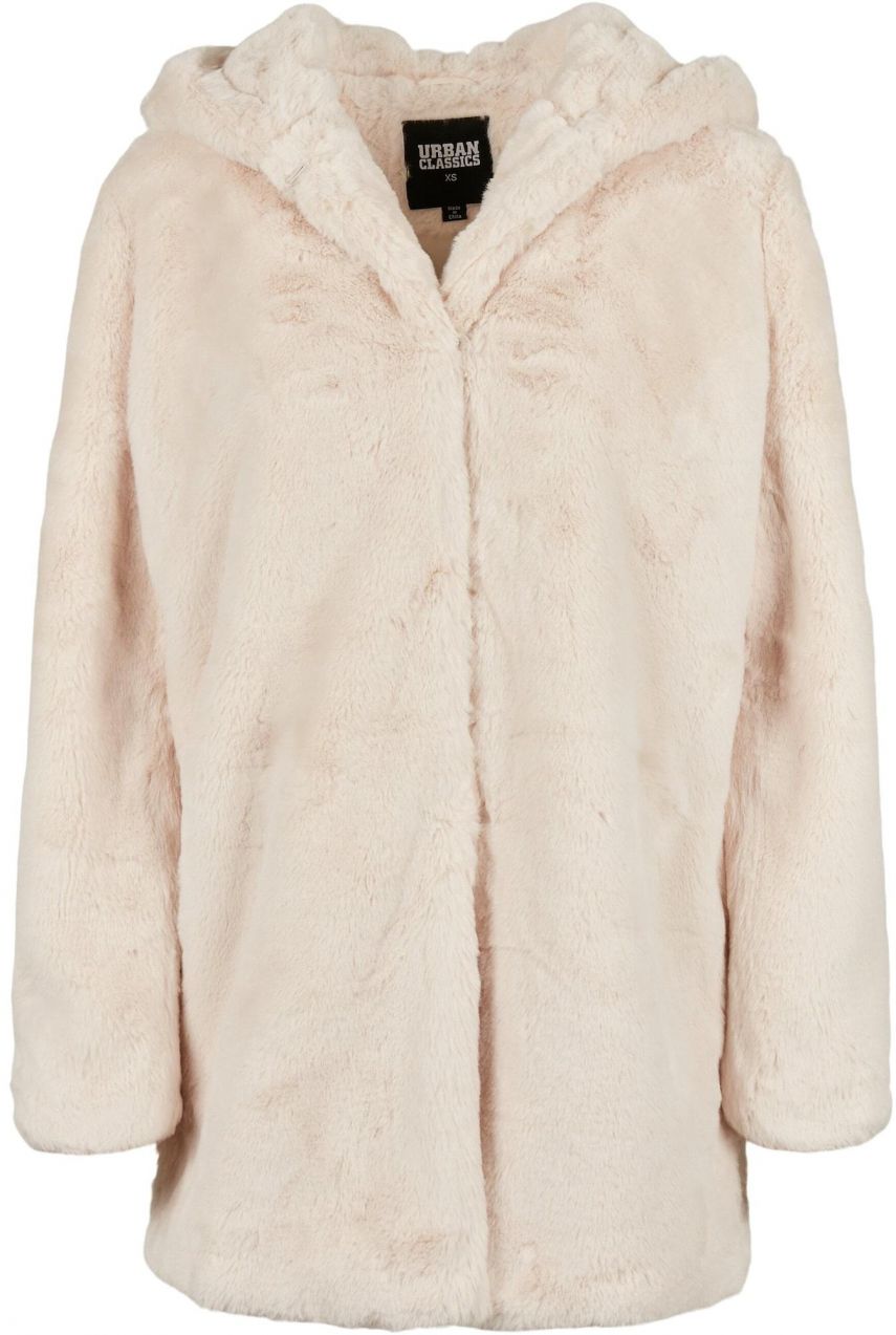 Urban Classics Prechodný kabát ' Ladies Hooded Teddy Coat '  šedobiela