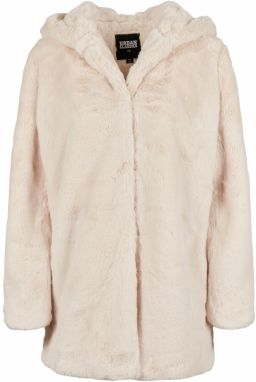 Urban Classics Prechodný kabát ' Ladies Hooded Teddy Coat '  šedobiela