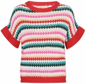 ebeeza Sveter 'Boho'  tyrkysová / ružová / červená / biela