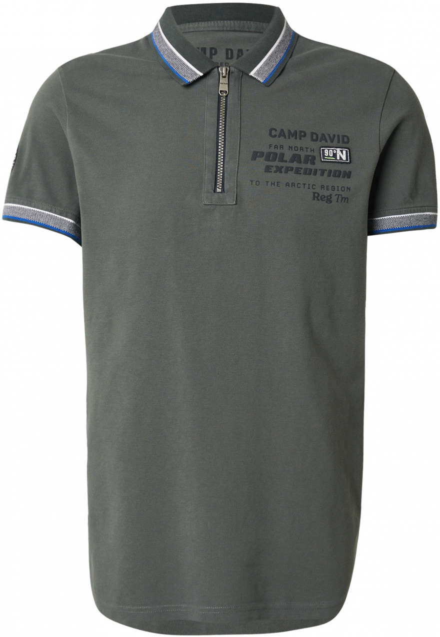 CAMP DAVID Tričko  modrá / tmavozelená / biela