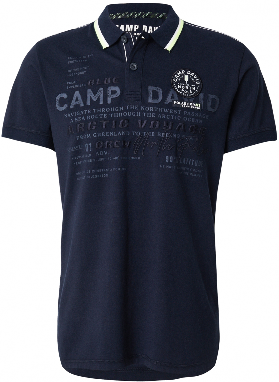 CAMP DAVID Tričko  modrá / neónovo zelená