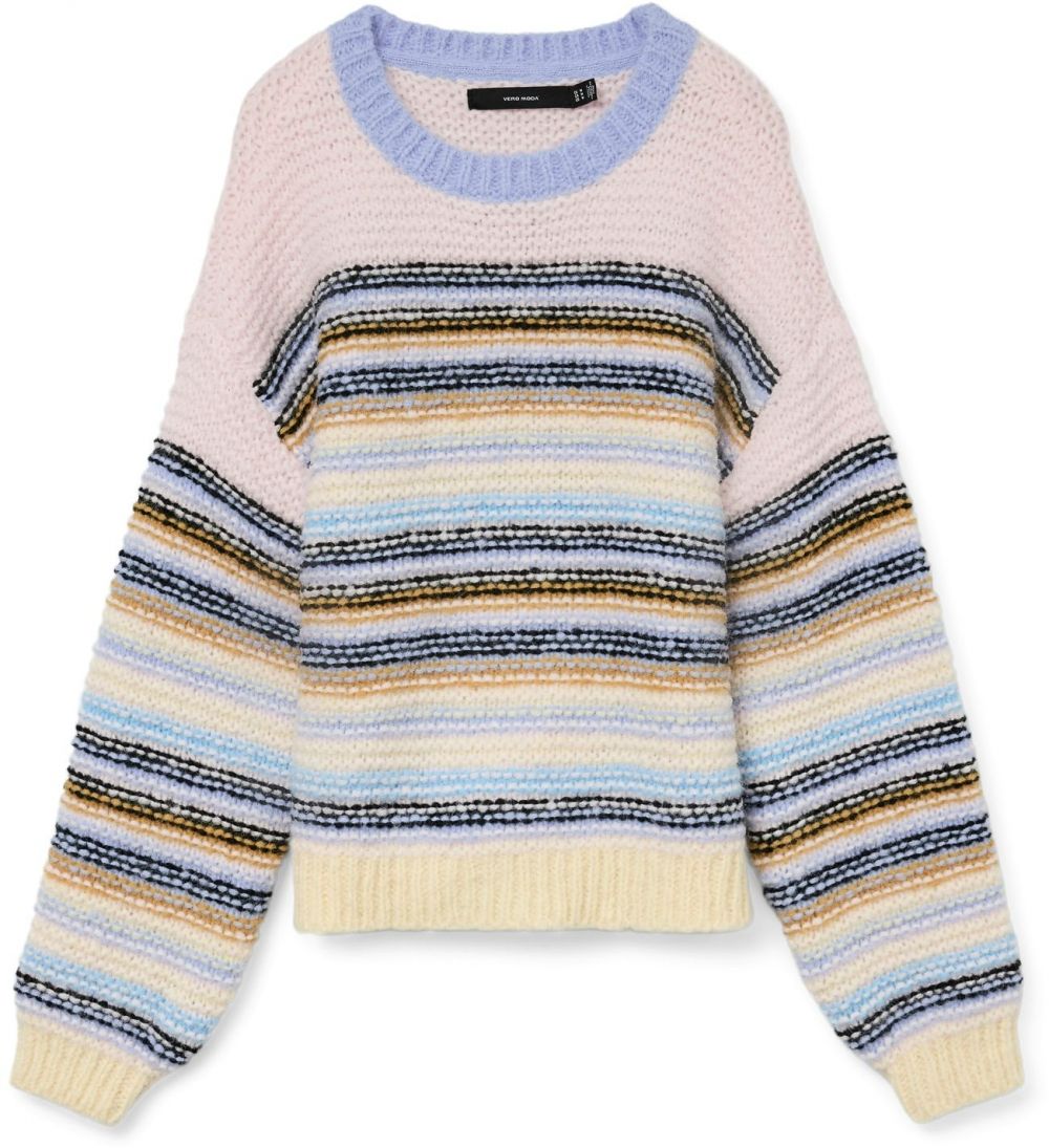 VERO MODA Sveter 'BONBON'  nebesky modrá / ružová / čierna