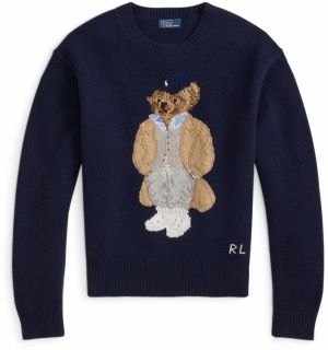 Polo Ralph Lauren Sveter  modrá / námornícka modrá / svetlohnedá / svetlosivá