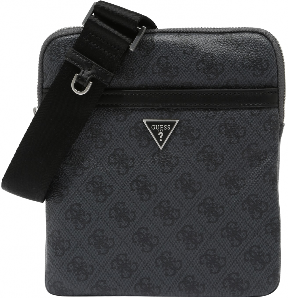 GUESS Taška cez rameno 'MILANO CROSSBODY FLAT'  čadičová / čierna / strieborná