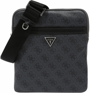 GUESS Taška cez rameno 'MILANO CROSSBODY FLAT'  čadičová / čierna / strieborná