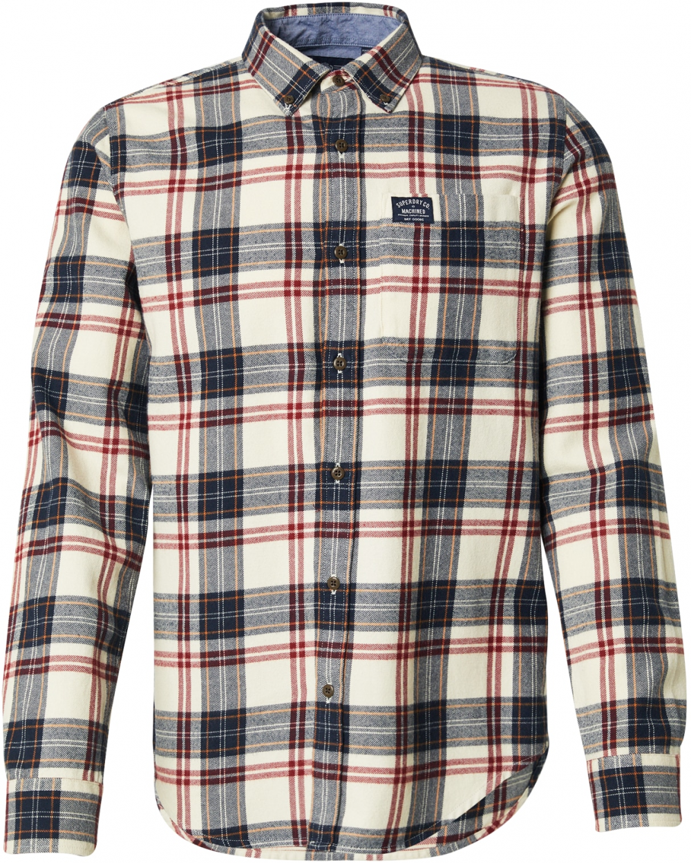 Superdry Košeľa  krémová / tmavomodrá / oranžová / karmínovo červená