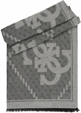GUESS Šál 'SCARF JACQUARD 80X180'  sivá / tmavosivá / čierna
