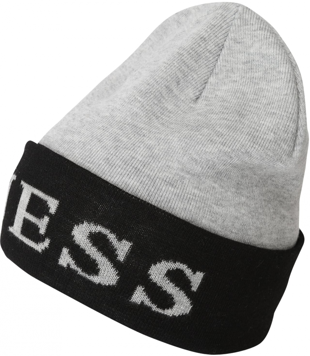 GUESS Čiapky 'LOGO BEANIE'  sivá / čierna