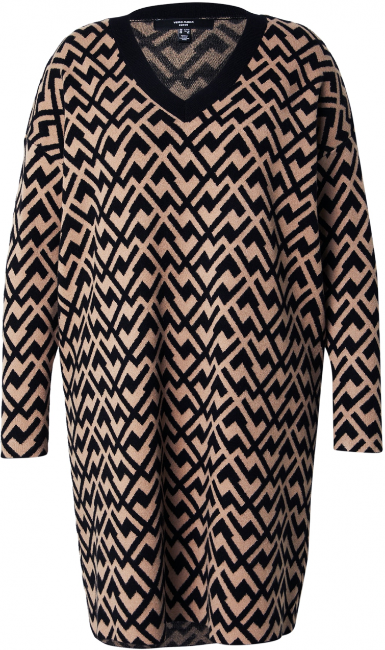 Vero Moda Curve Pletené šaty 'VMCARIA'  béžová / čierna