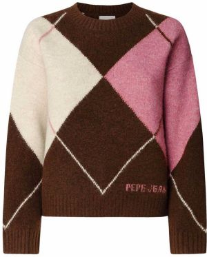 Pepe Jeans Sveter 'Cecily'  krémová / tmavohnedá / svetloružová