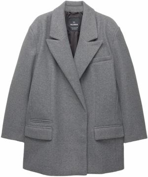 Pull&Bear Prechodný kabát  sivá melírovaná