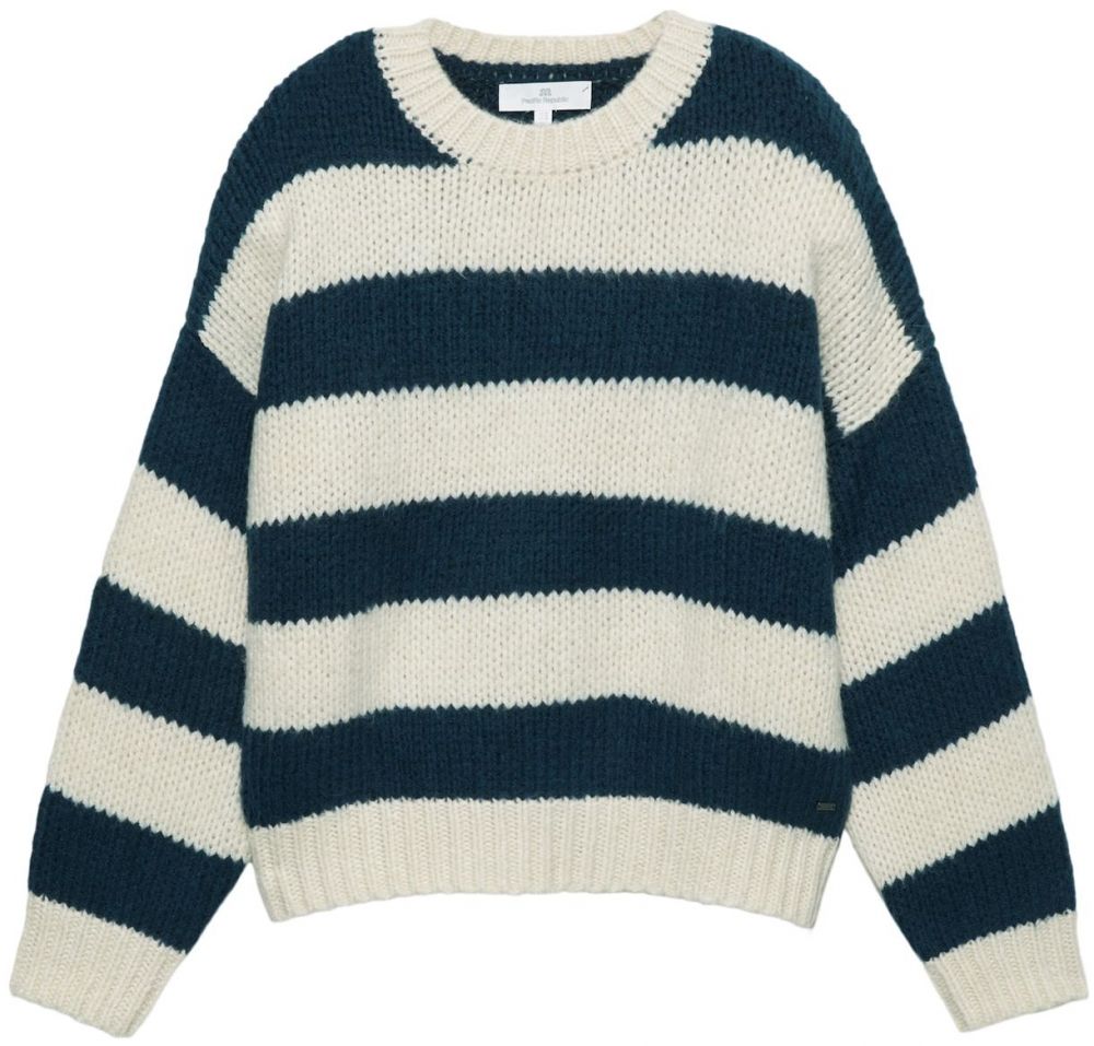 Pull&Bear Sveter 'PACIFIC'  nebielená / námornícka modrá