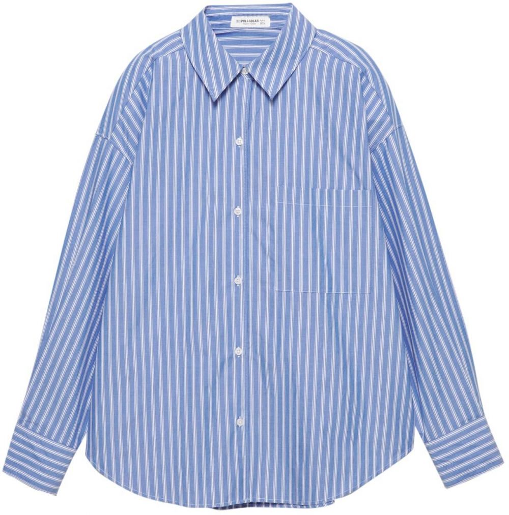 Pull&Bear Blúzka  kobaltovomodrá / biela