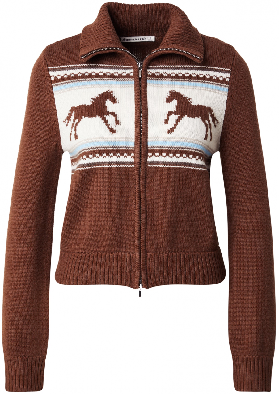 Abercrombie & Fitch Kardigán  svetlomodrá / hnedá / biela