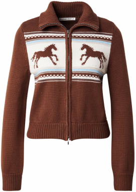 Abercrombie & Fitch Kardigán  svetlomodrá / hnedá / biela