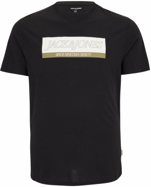 Jack & Jones Plus Tričko 'JORINWOOD'  piesková / čierna / biela
