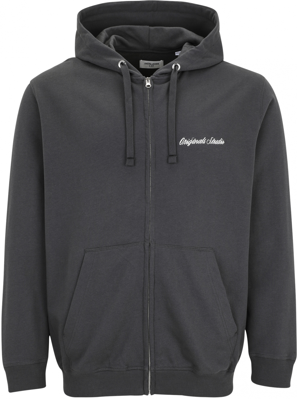 JACK & JONES Tepláková bunda 'JORNORREBRO'  čadičová / biela