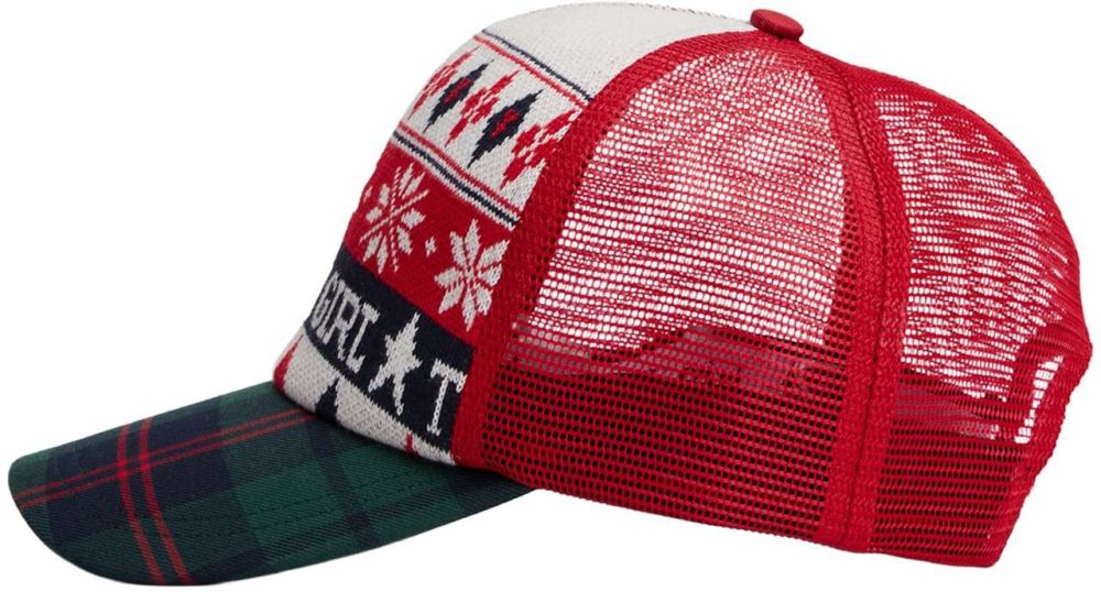 Tommy Jeans Čiapka  jedľová / tmavozelená / jasne červená