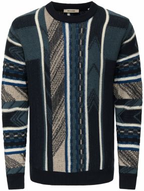 Only & Sons Sveter 'ONSRISE'  zafírová / čierna / biela