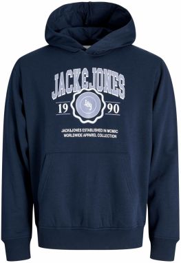 JACK & JONES Mikina 'JJMAKO'  tmavomodrá / svetlomodrá / biela