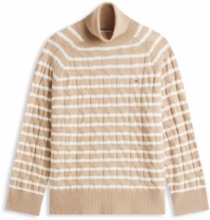 Tommy Hilfiger Curve Sveter  farba ťavej srsti / biela
