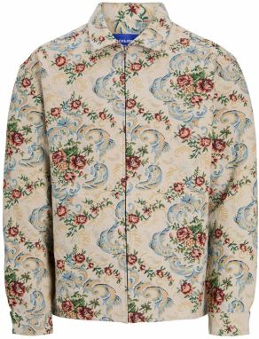 JACK & JONES Prechodná bunda 'JORJACKSON'  piesková / svetlomodrá / burgundská / biela