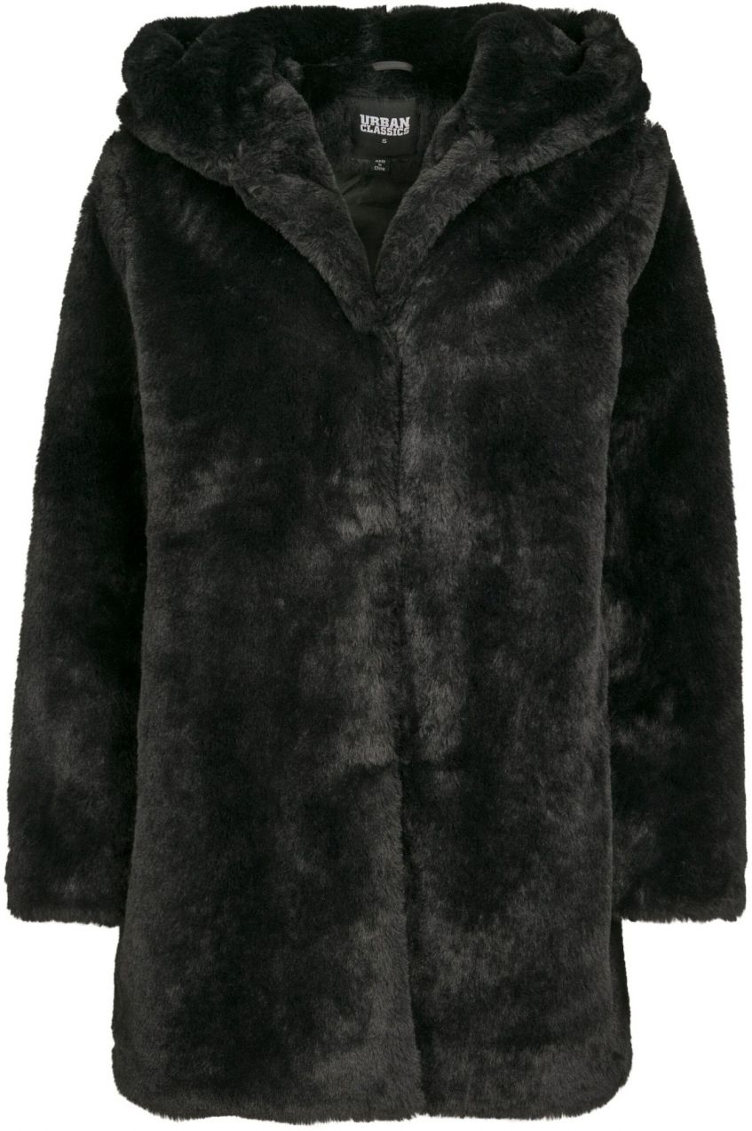 Urban Classics Prechodný kabát ' Ladies Hooded Teddy Coat '  čierna