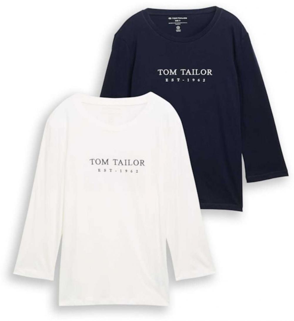 TOM TAILOR Tričko  námornícka modrá / biela