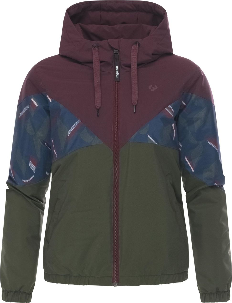 Ragwear Funkčná bunda 'Rochele Youmodo'  tmavomodrá / zelená / vínovo červená / biela