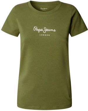 Pepe Jeans Tričko 'New Virginia'  olivová / biela