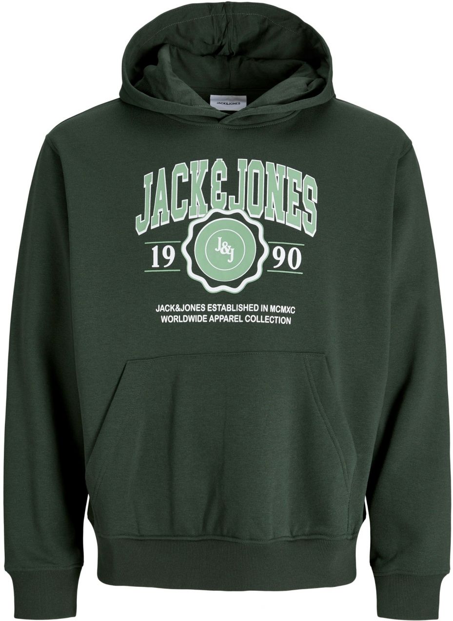 JACK & JONES Mikina 'JJMAKO'  mätová / jedľová / biela