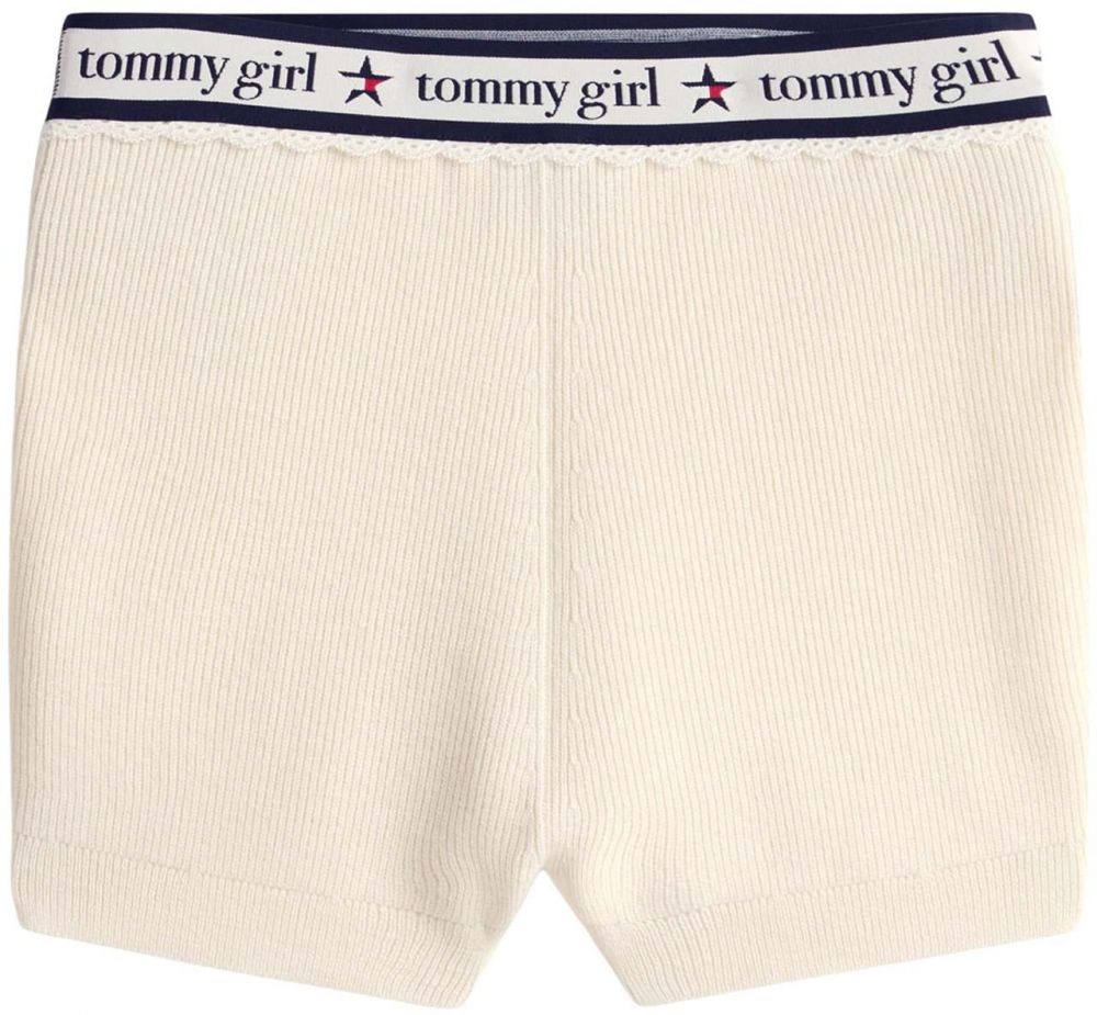 Tommy Jeans Nohavice  krémová / námornícka modrá / červená / biela