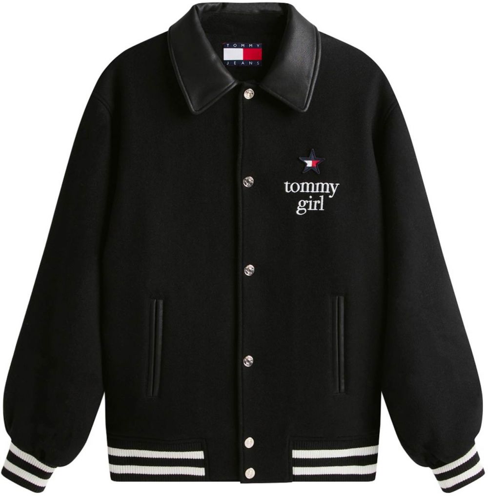 Tommy Jeans Prechodná bunda  jasne červená / čierna / biela
