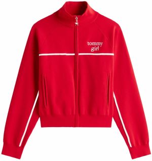 Tommy Jeans Kardigán  jasne červená / biela