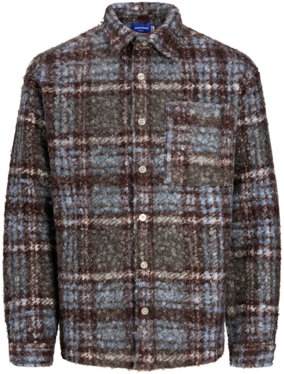 JACK & JONES Košeľa 'JORDENVER'  opálová / čokoládová / sivá melírovaná / biela