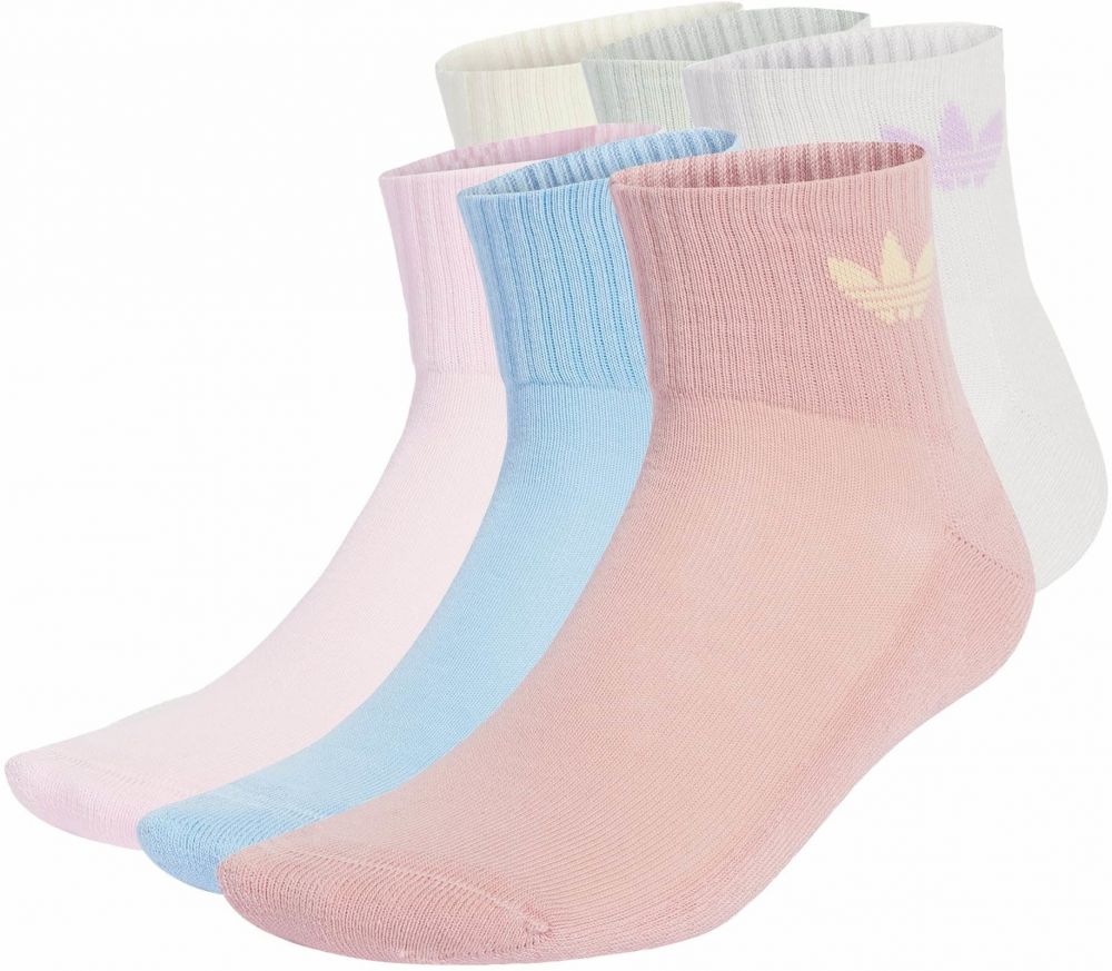 ADIDAS ORIGINALS Ponožky 'Mid Ankle 6 Pairs'  svetlobéžová / svetlomodrá / sivá / orgovánová / ružová / biela