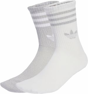 ADIDAS ORIGINALS Ponožky '3-Stripes Glitter Crew 2 Pairs'  sivá / strieborná / biela