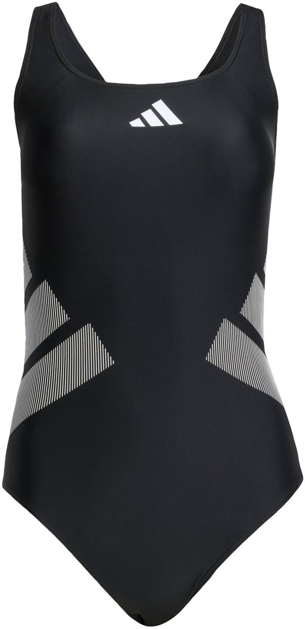 ADIDAS PERFORMANCE Športové jednodielne plavky 'Logo C-back'  sivá / čierna / biela