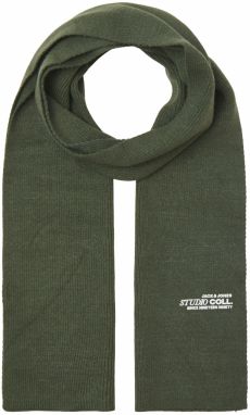 JACK & JONES Šál 'JACCOLL'  tmavozelená / biela