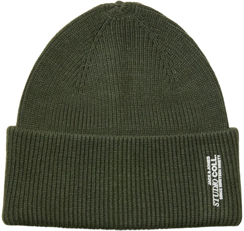JACK & JONES Čiapky 'JACCOLL'  tmavozelená / biela