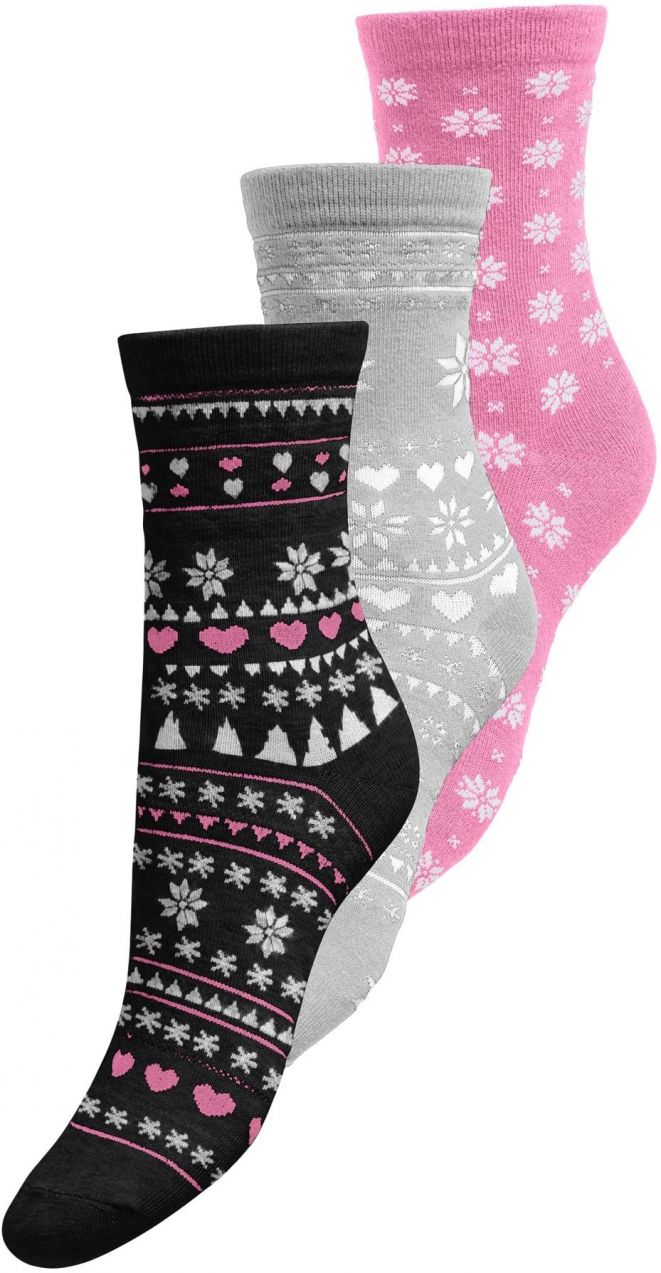 ONLY Ponožky 'ONLCHRISTMAS'  sivá melírovaná / svetloružová / čierna / biela