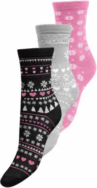 ONLY Ponožky 'ONLCHRISTMAS'  sivá melírovaná / svetloružová / čierna / biela