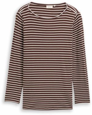 Tom Tailor Women + Tričko  čokoládová / biela