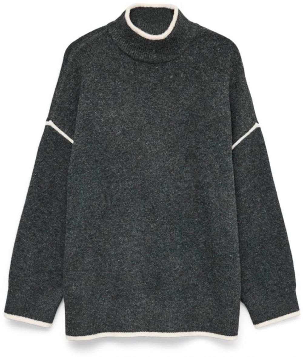 Vero Moda Tall Sveter 'VMFAN'  antracitová / biela