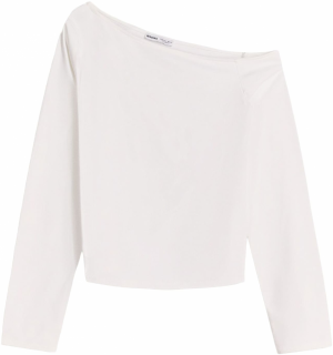 Bershka Tričko  šedobiela