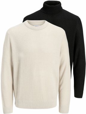 JACK & JONES Sveter 'JJROY'  čierna / biela