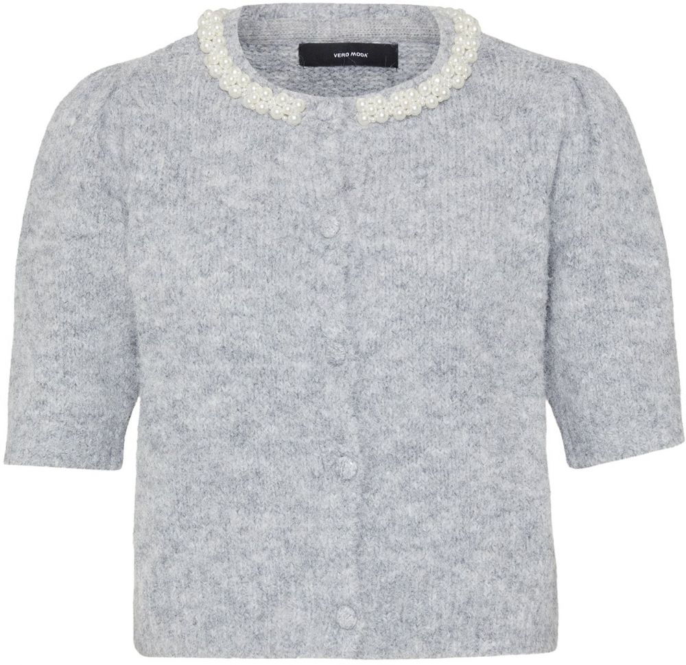 Vero Moda Petite Kardigán 'VMOCEAN'  sivá melírovaná / perlovo biela