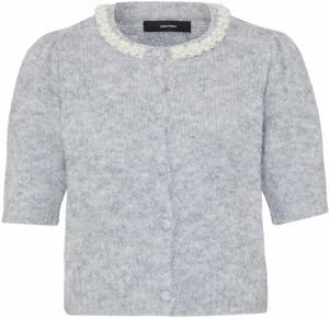 Vero Moda Petite Kardigán 'VMOCEAN'  sivá melírovaná / perlovo biela