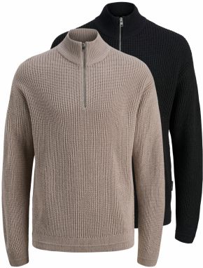 JACK & JONES Sveter 'JJKAITO'  tmavošedá / čierna